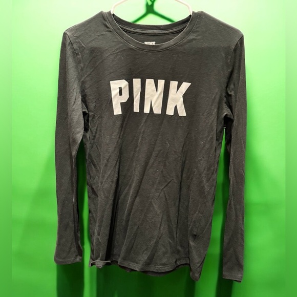 PINK VICTORIA SECRET SMALL Black Long Sleeve Shirt - Picture 1 of 4